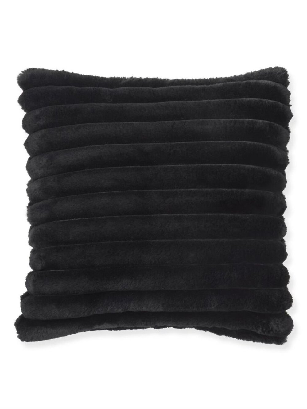 18 Inch Black Faux Fur Square Pillow NEW